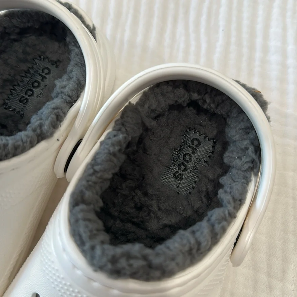 Kids White Clogs with Gray Lining